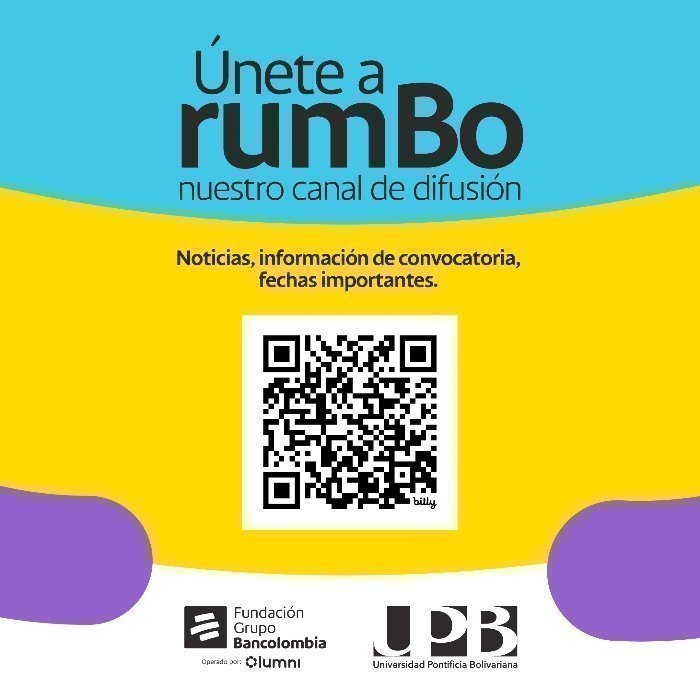 Invitación por código QR para conocer más de las becas de Bancolombia