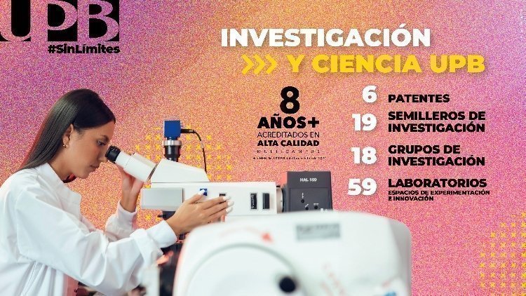 Pieza gráfica con datos de investigación en la UPB Bucaramanga