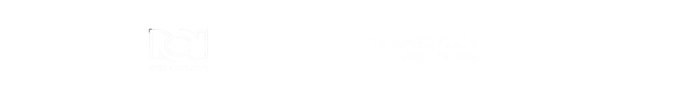 Logos en blanco de medios aliados Escuela de Verano 2025