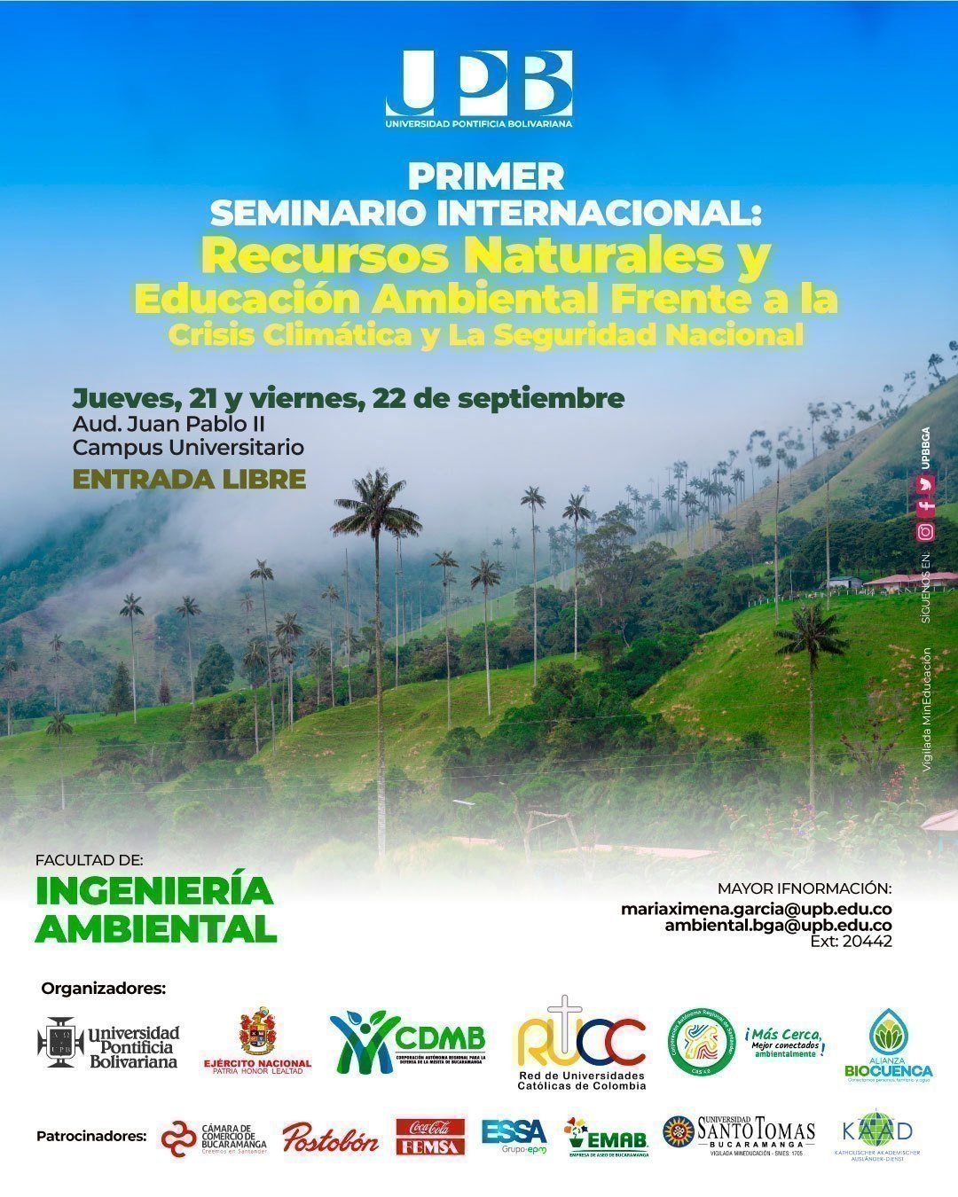 Poster Primer Seminario Internacional Recursos Naturales y Educación Ambiental Frente a la Crisis Climática y la Seguridad Nacional